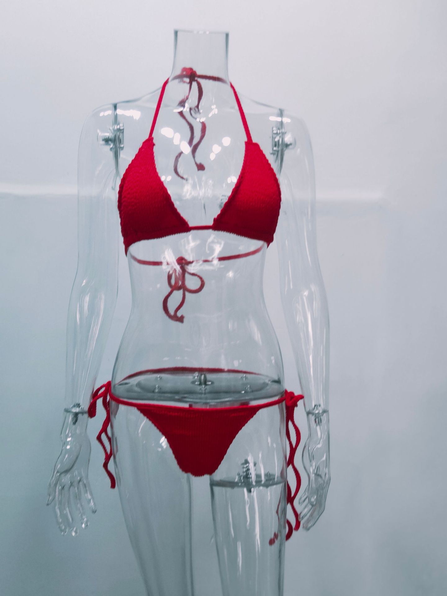 Wave Stripe Neon Strappy Bikini Set Women's Two-Piece Swimsuit
