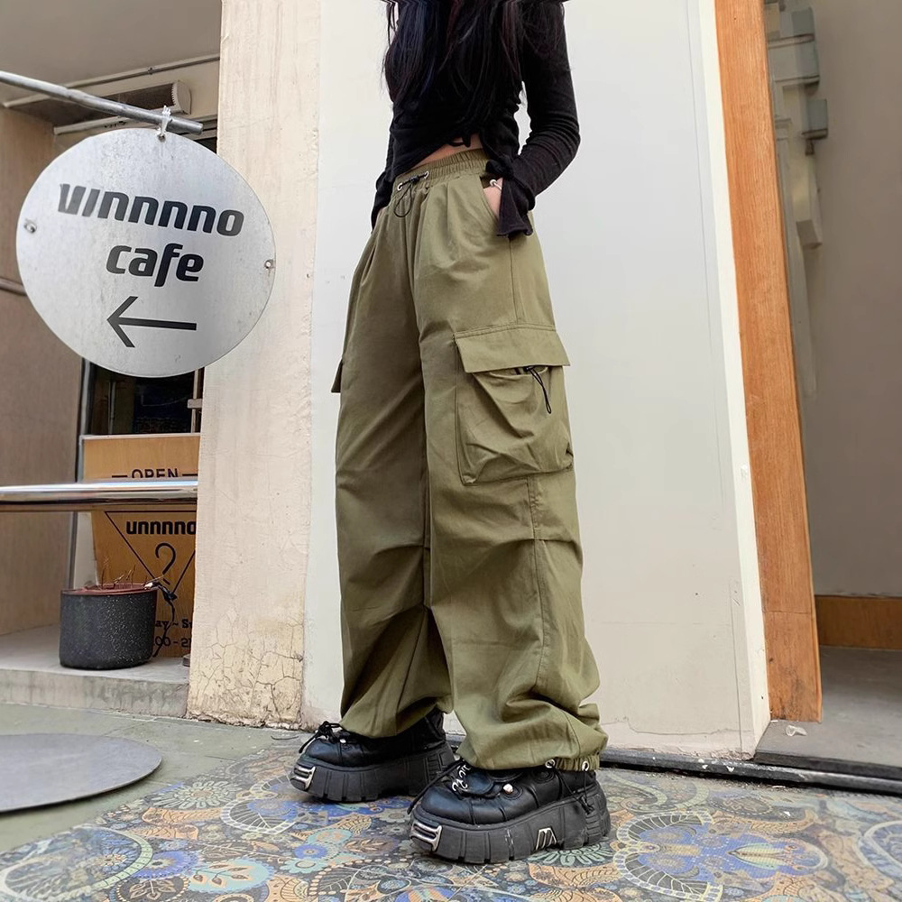 Women's High-Waist Cargo Pants Loose Straight Relaxed Fit