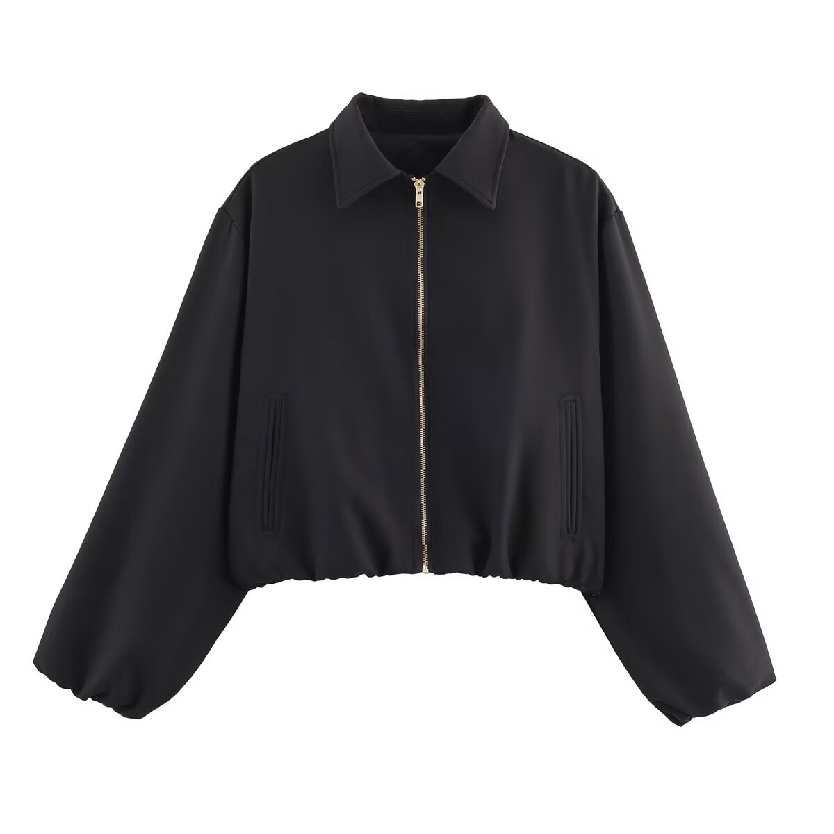Women's Solid Zip-Up Puffer Jacket