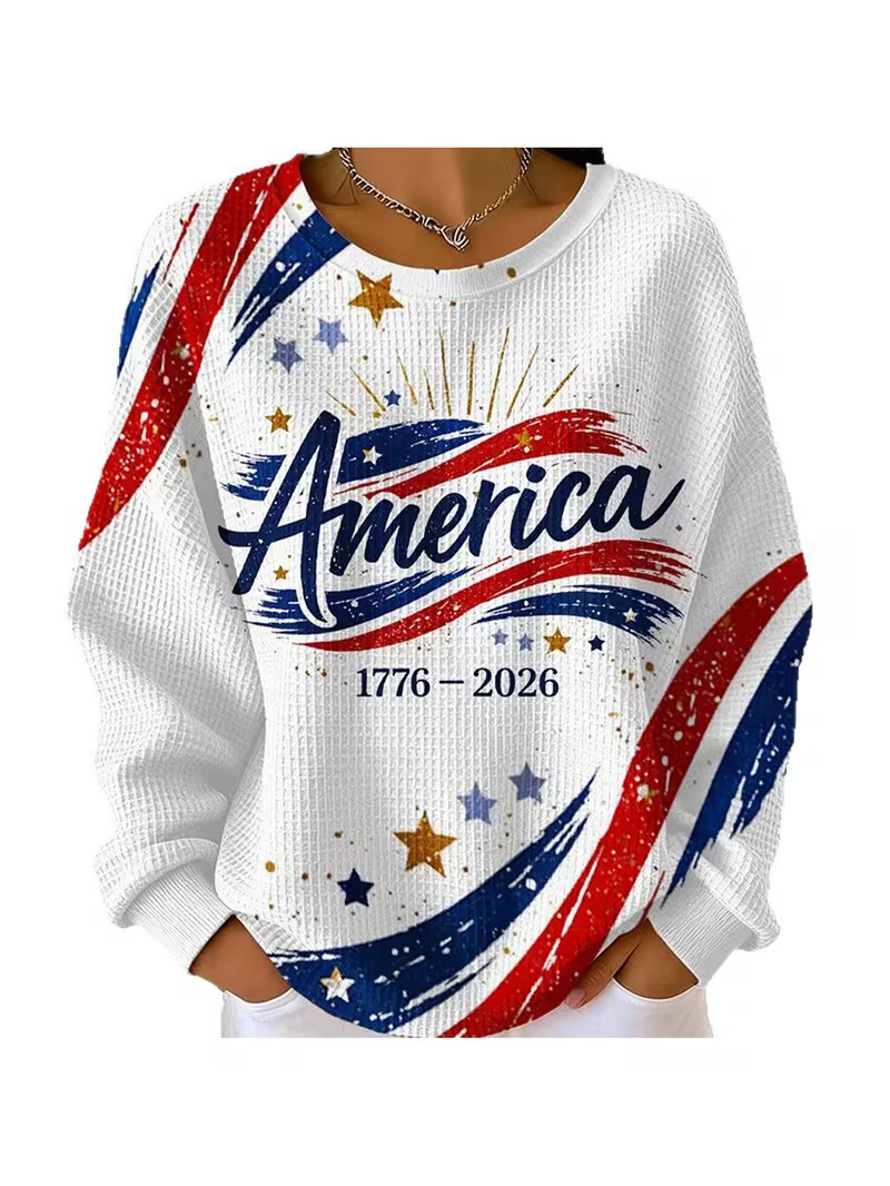 Women's USA Flag Star Print Sweatshirt