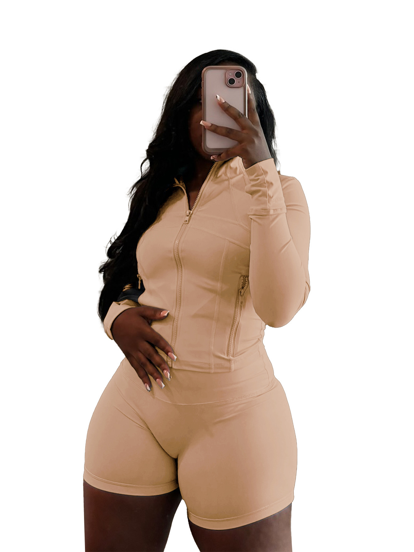 Women's Sexy Bodycon Long Sleeve & Shorts Two-Piece Set