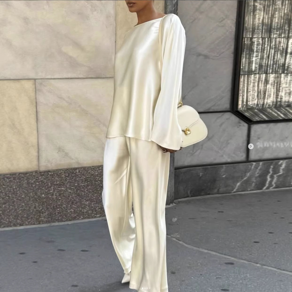 Women's Two-Piece Straight-Leg Pants and Loose Top Set