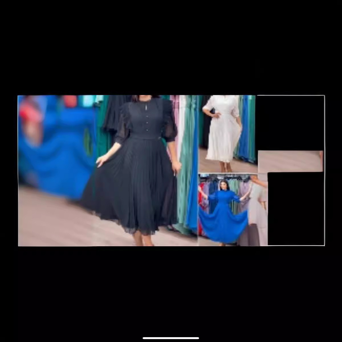 French-Style Chiffon Midi Dress with Half Sleeves and Round Neck
