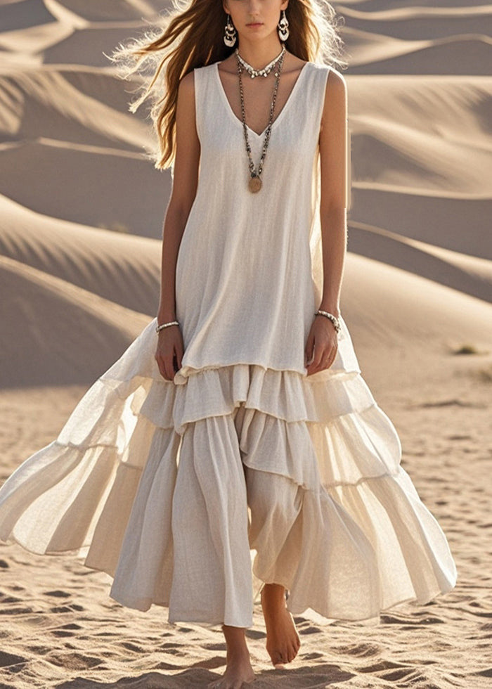 Women's Cotton-Linen Sleeveless Loose A-Line Dress