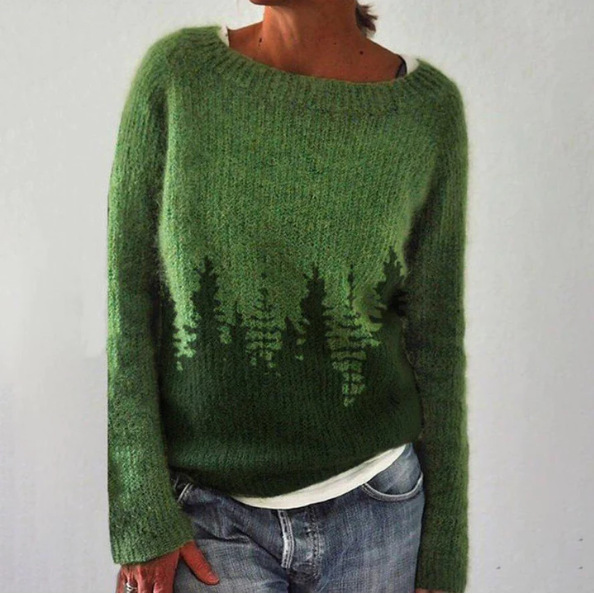 Women's Color-Block Crewneck Loose Knit Pullover Sweater