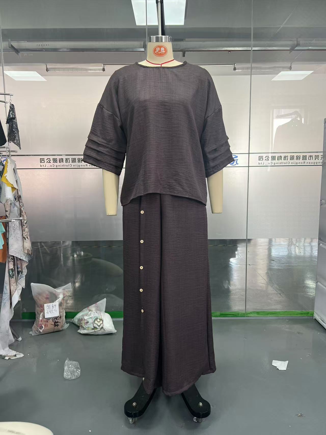 Women's Solid Color Loose Casual Three-Quarter Sleeve Top and Pants Set