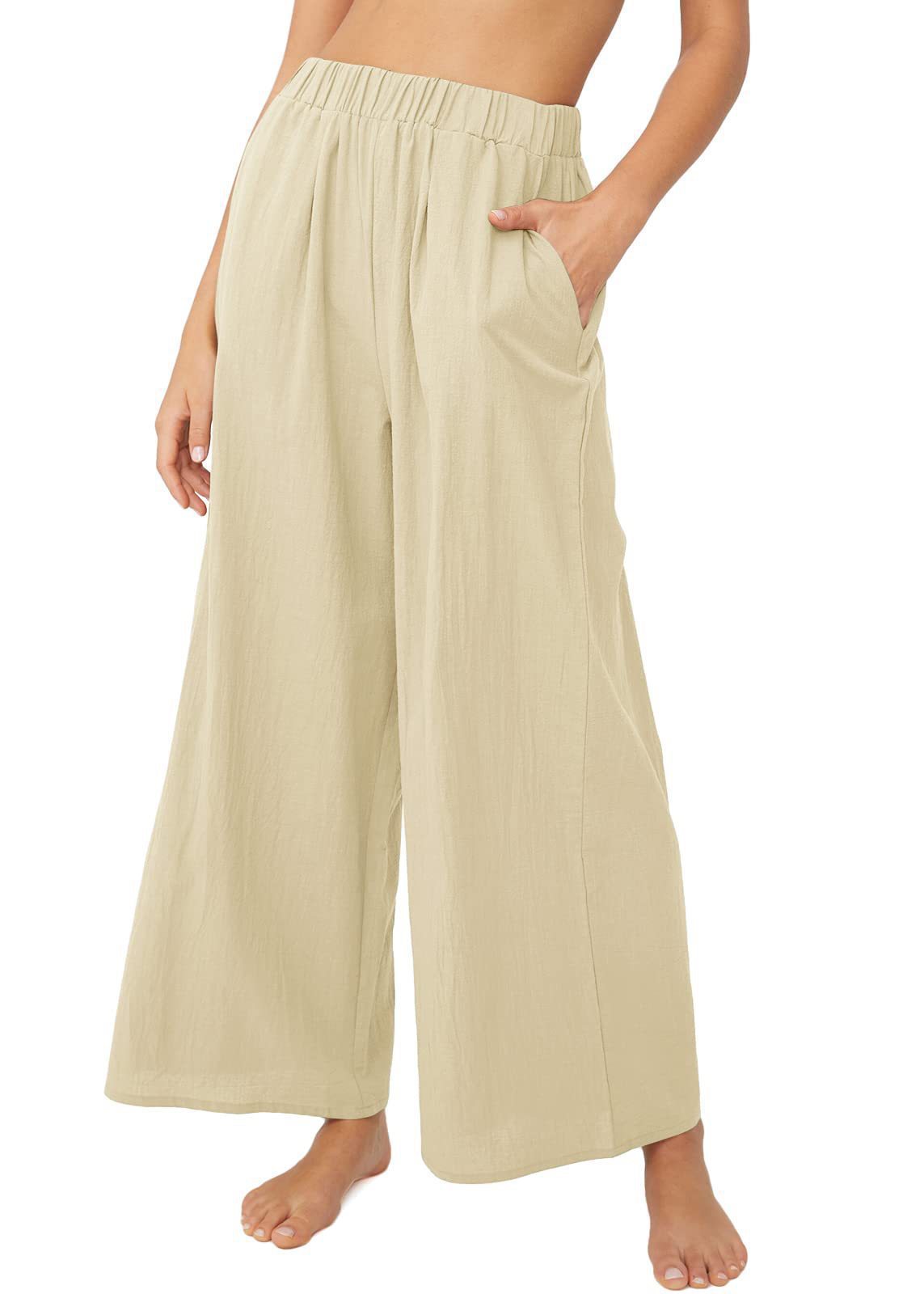 Women's High Waist Wide Leg Casual Pants Solid Color Loose Fit
