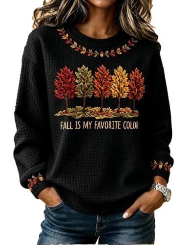 Women's Tree Letter Maple Leaf Print Casual Sweatshirt