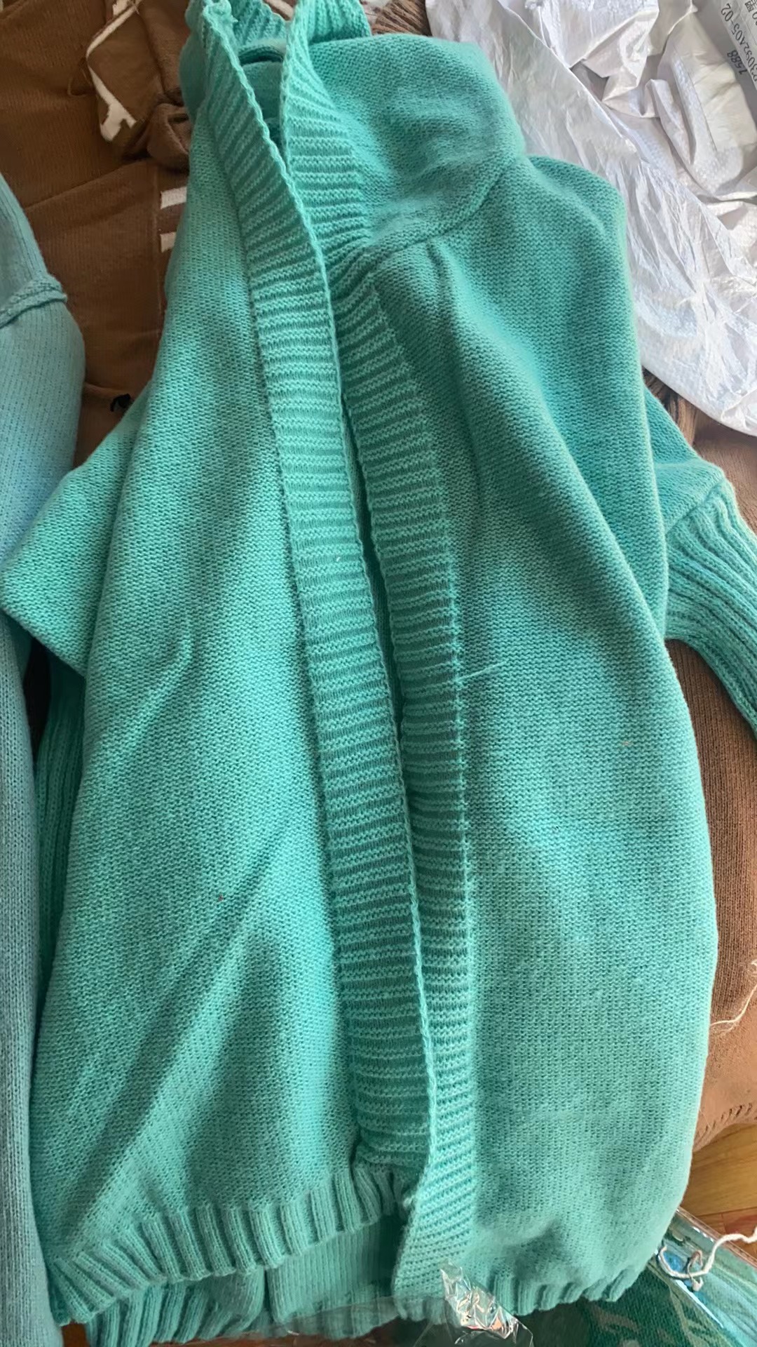 Hooded Knit Cardigan with Batwing Sleeves and Back Panel