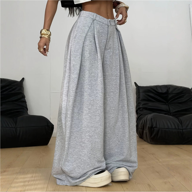 Women's High-Waist Wide-Leg Flared Trousers with Pockets