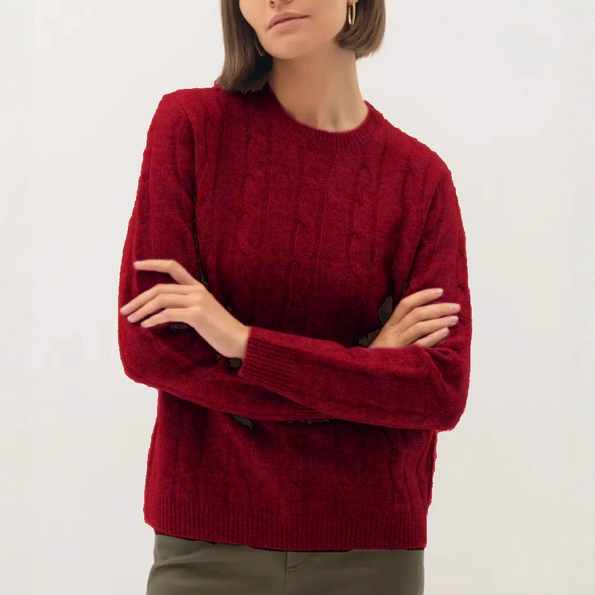 Women's Casual Crewneck Cable Knit Sweater