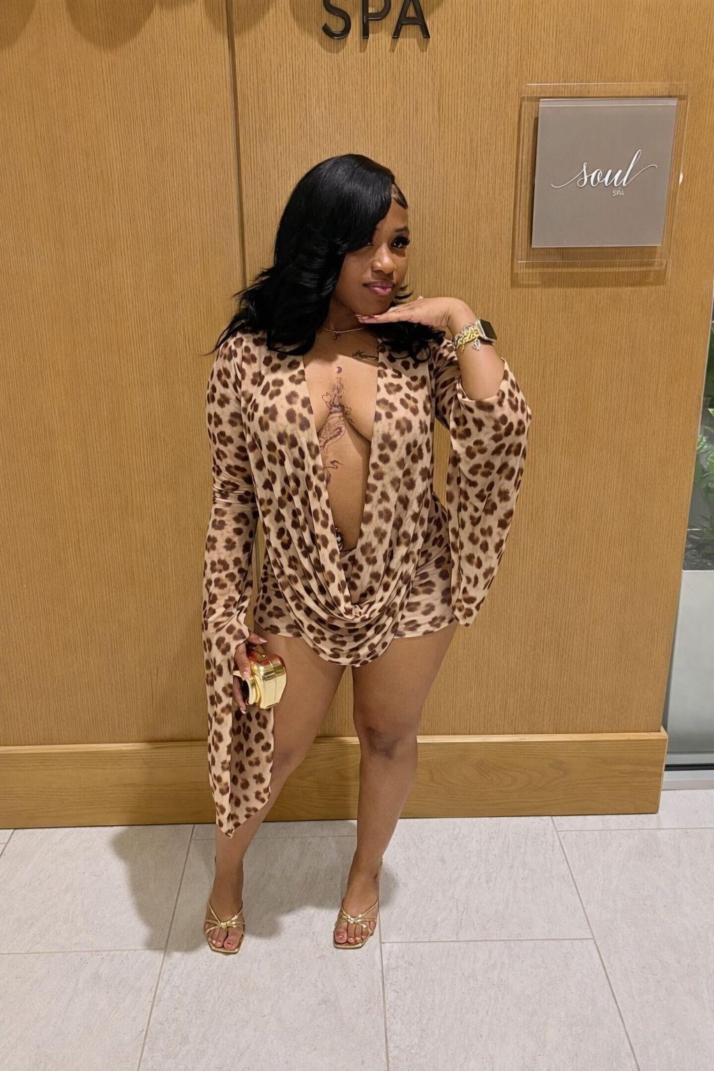 Polka Dot Deep V Bodycon Mini Dress