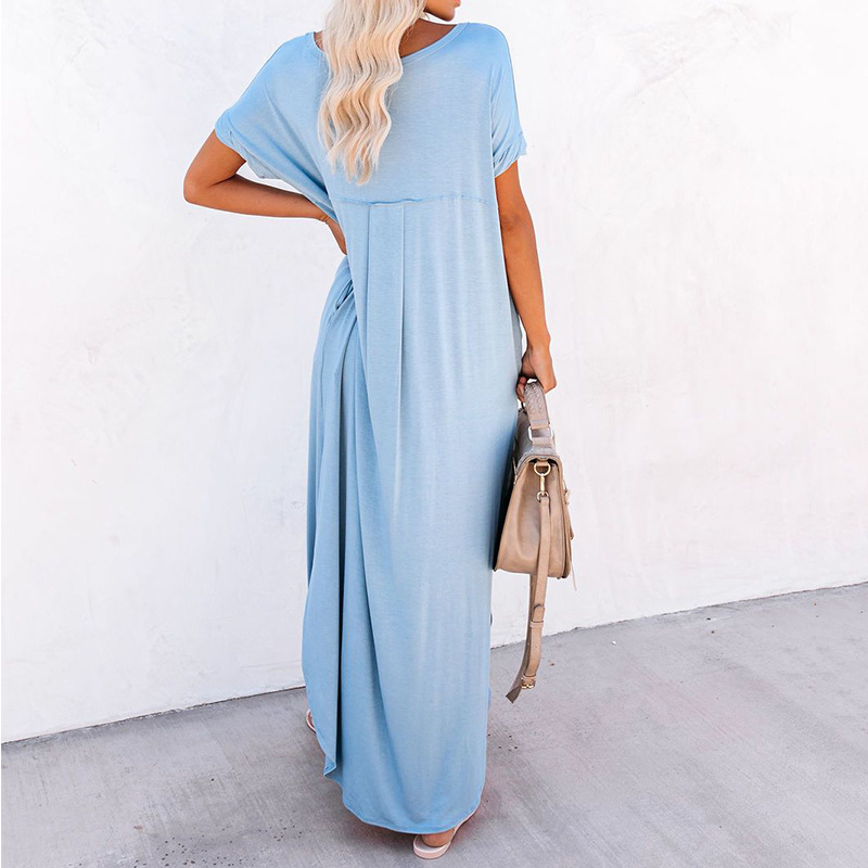 Women's Solid Color Loose Irregular Long Dress