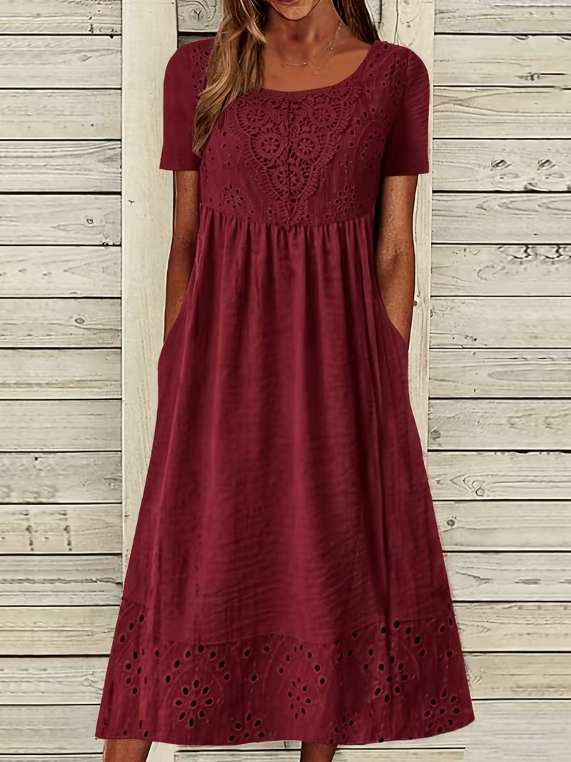 Women's Elegant Floral Print Pleated Midi Dress