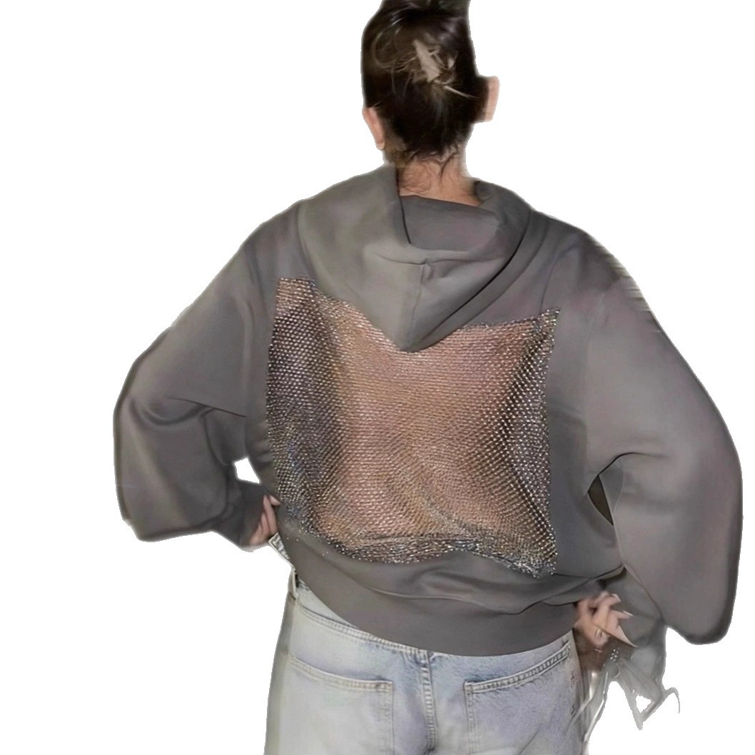 Women's Open-Back Cutout Mesh Hoodie