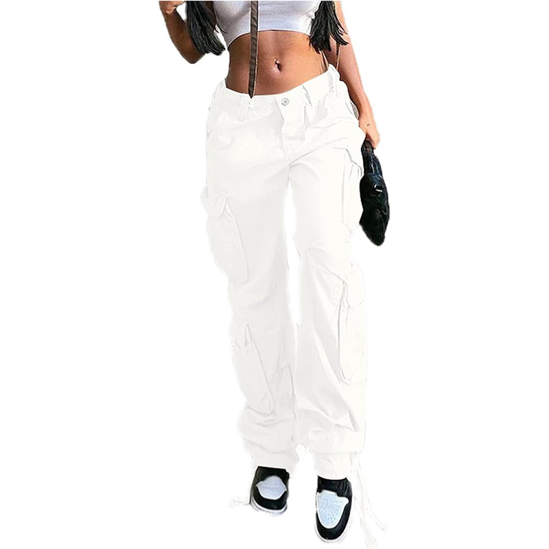 High-Waist Wide-Leg Cargo Pants with Eight Pockets