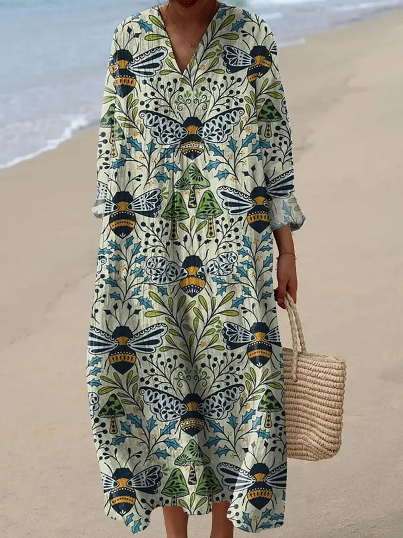 Women's Floral 3D Print Long Sleeve Shirt Dress