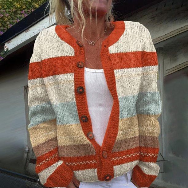 Women's Tribal Totem Print Button Cardigan Sweater