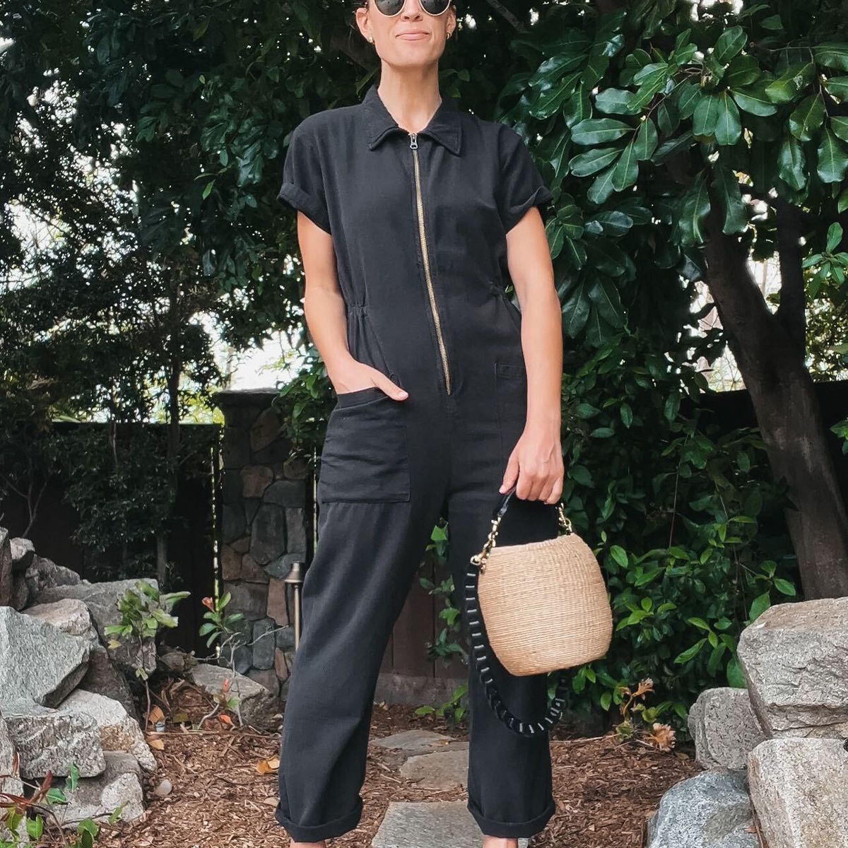 Women's Sexy Zip Front Jumpsuit Casual Straight Leg Cropped Pants