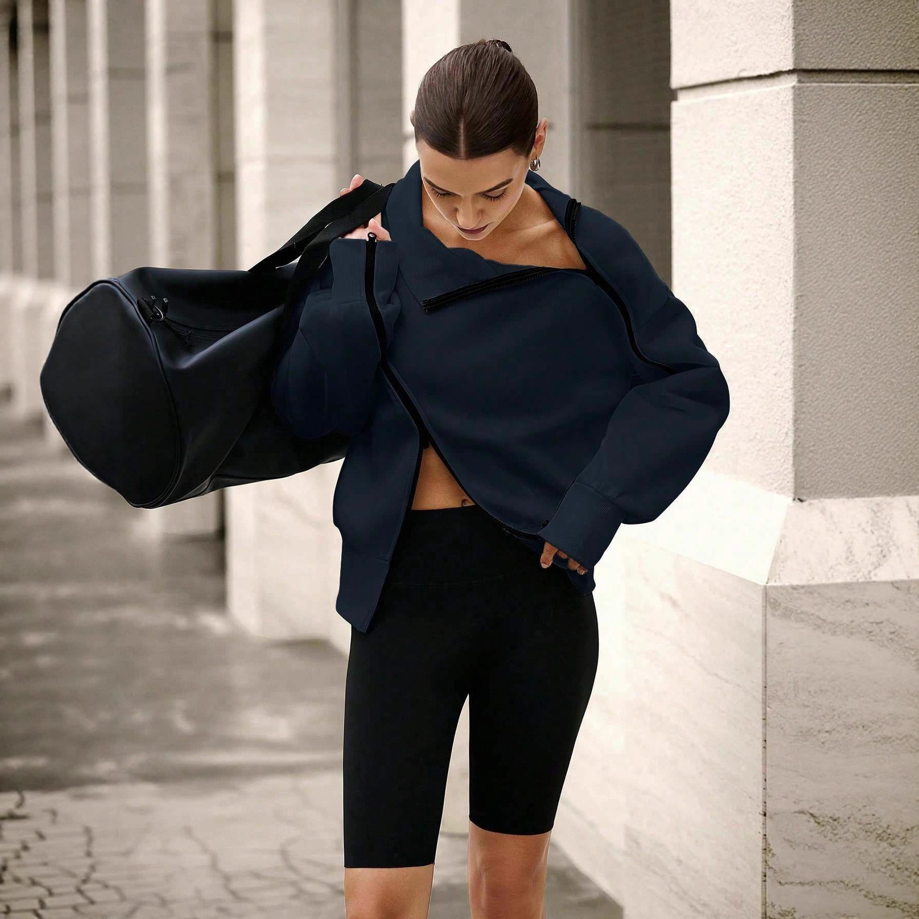 Long Sleeve Half-Zip Pullover Sweatshirt Solid Color