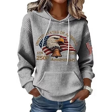 Women's Eagle Star Print Casual Hoodie