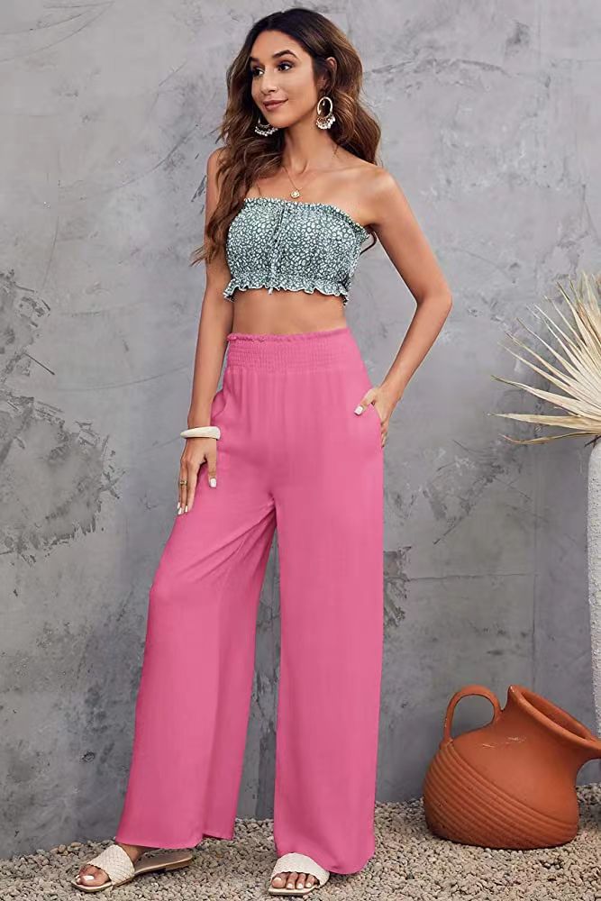 Women's Casual Wide-Leg Cotton-Linen Pants Loose Fit