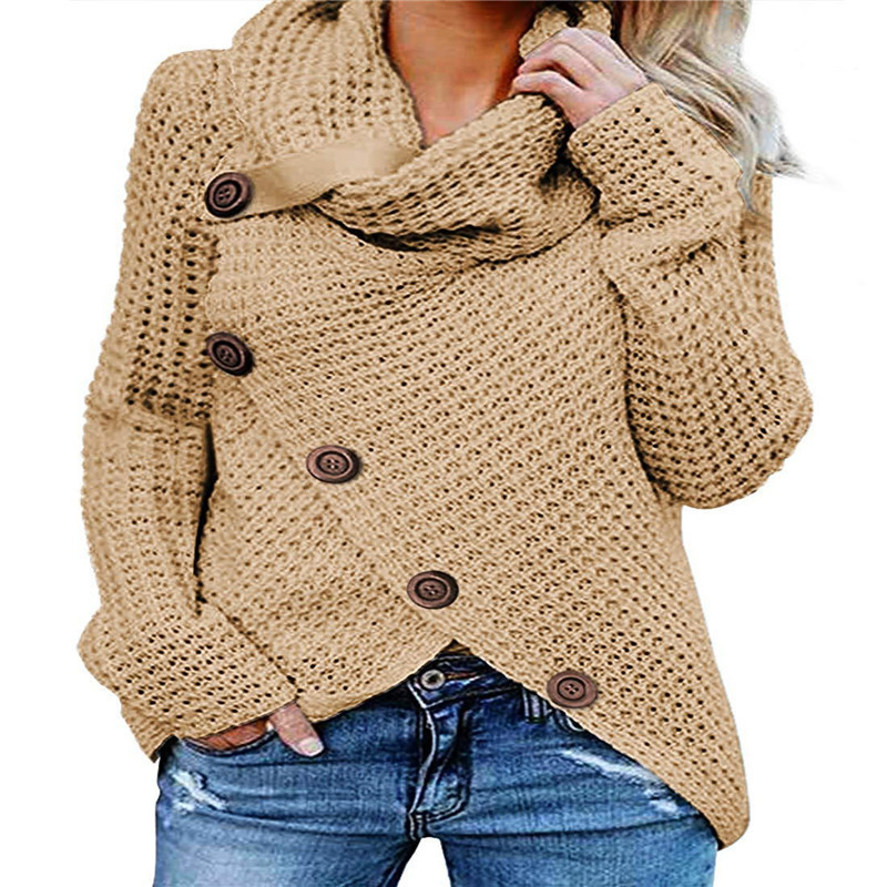 Five-Button Turtleneck Pullover Sweater
