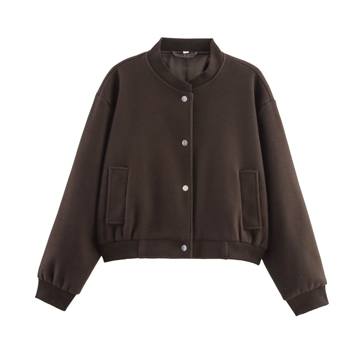Women's Soft Tweed Jacket Round Neck Long Sleeve Button Front