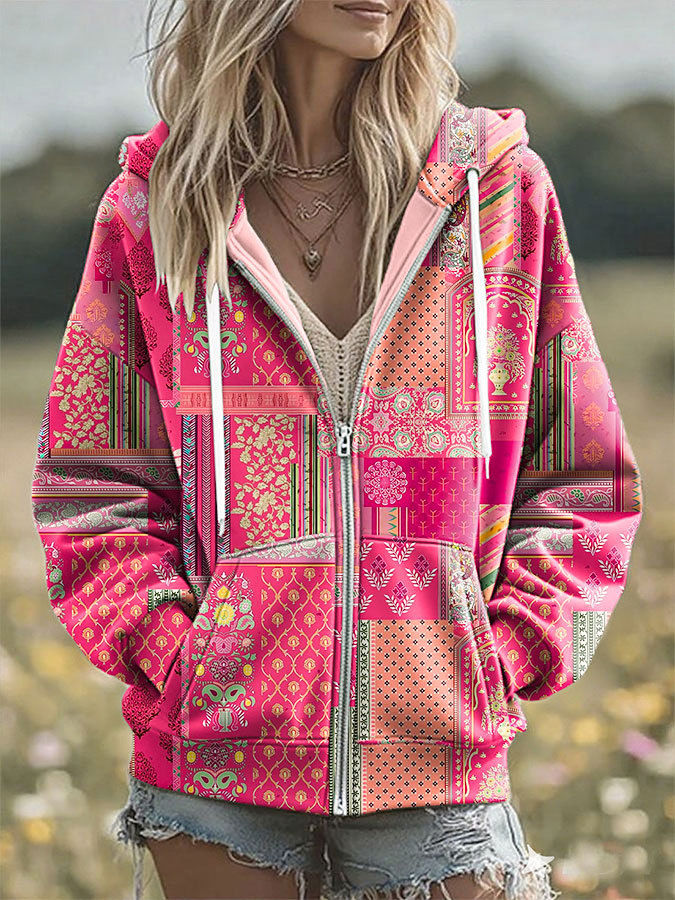 Women's Animal Skull Letter Plaid Print Hoodie