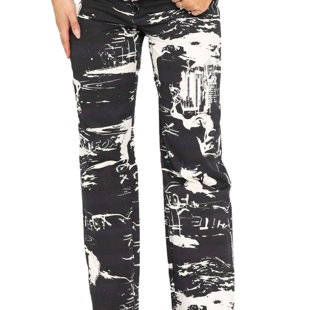 Women's Printed Straight-Leg Mid-Rise Casual Pants