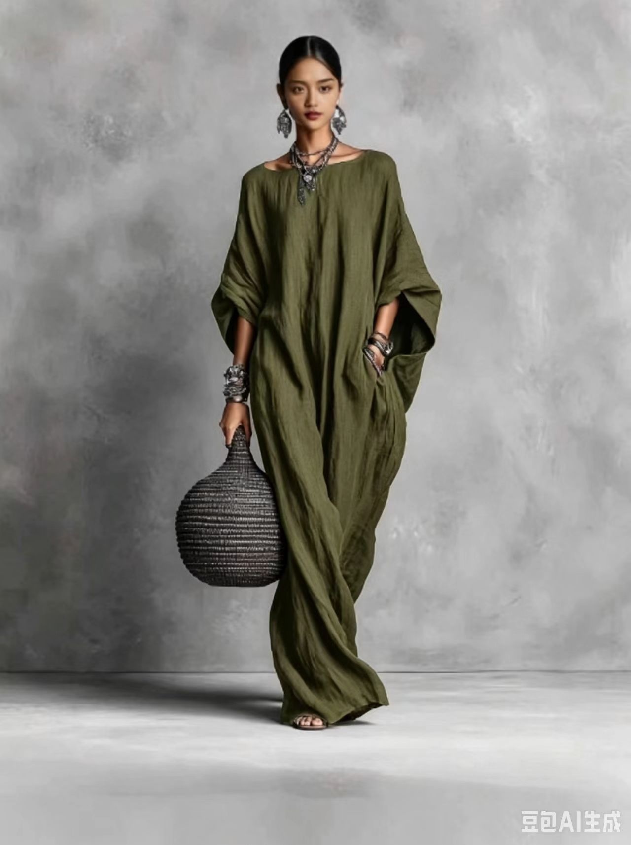 Women's Off-Shoulder Long Sleeve Solid Color Long Casual Dress