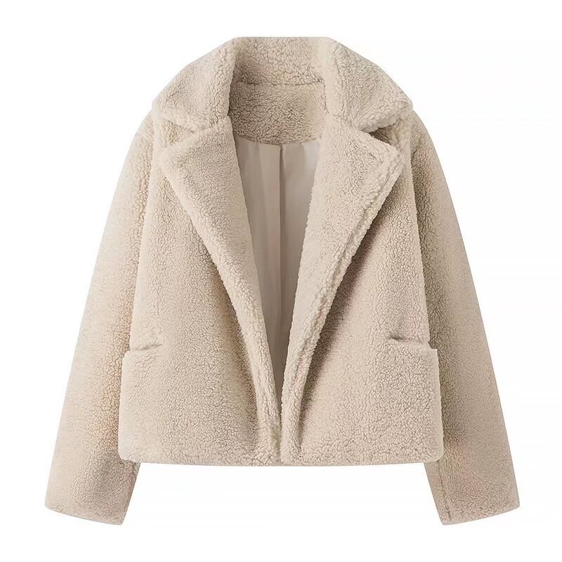 Faux Fur Coat with Lapel Collar