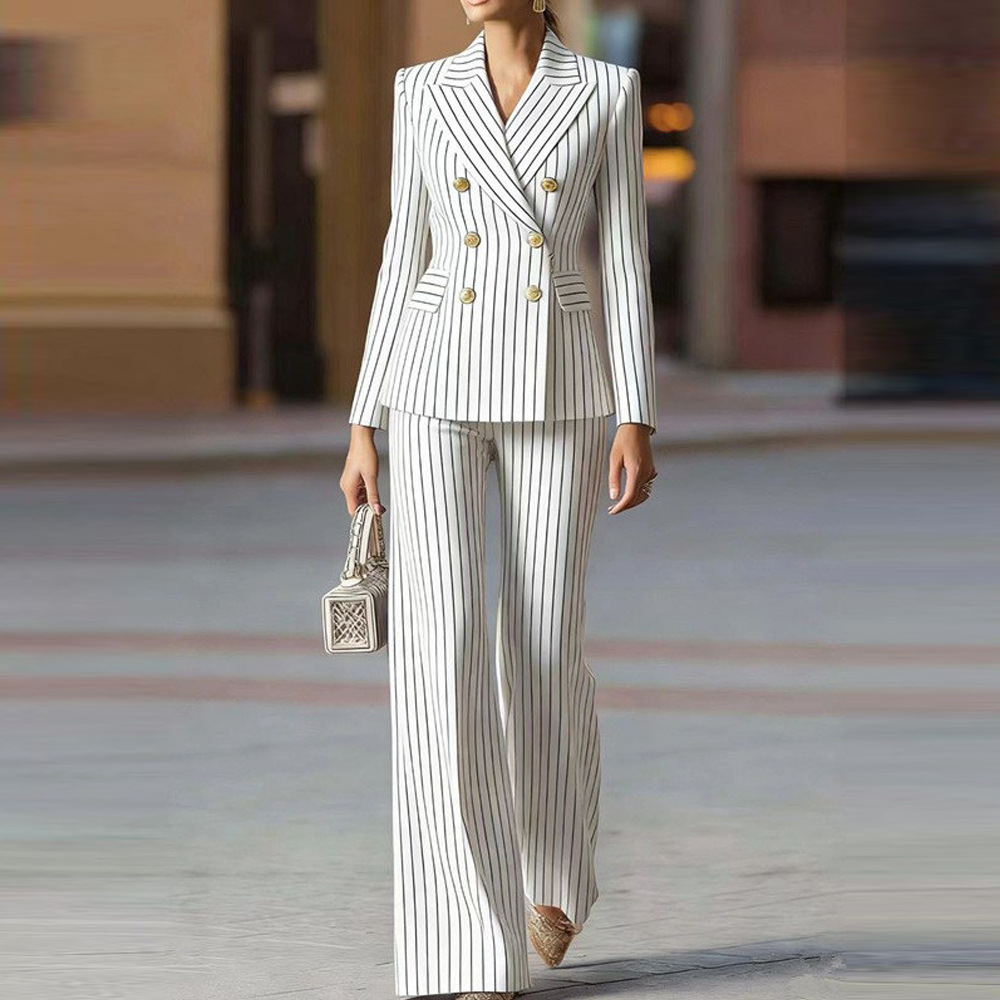 Women's Color-Block Long-Sleeve Blazer and Pants Set