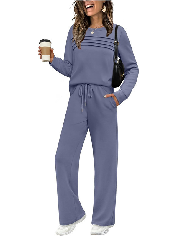 Women's Casual Long Sleeve Top and Pants Two-Piece Set
