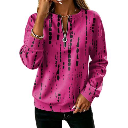 Polka Dot Print Half-Zip Stand Collar Hoodie for Women