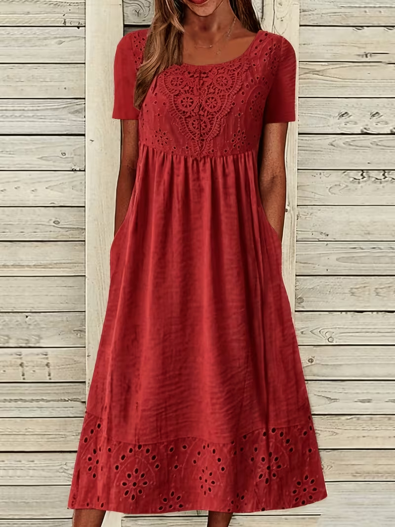 Women's Elegant Floral Print Pleated Midi Dress