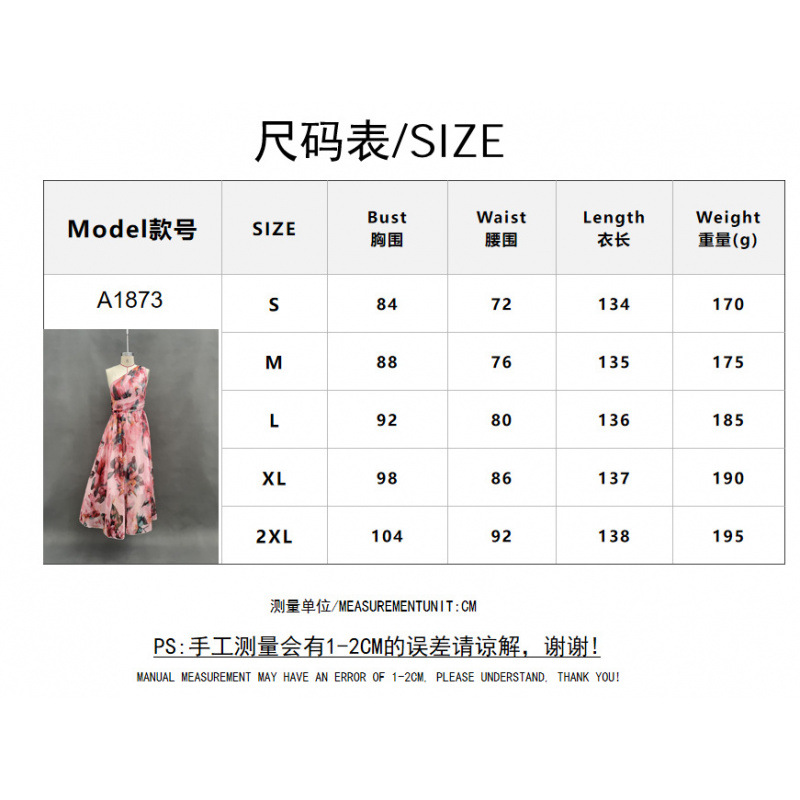 Digital Print One-Shoulder Sleeveless A-Line Midi Dress