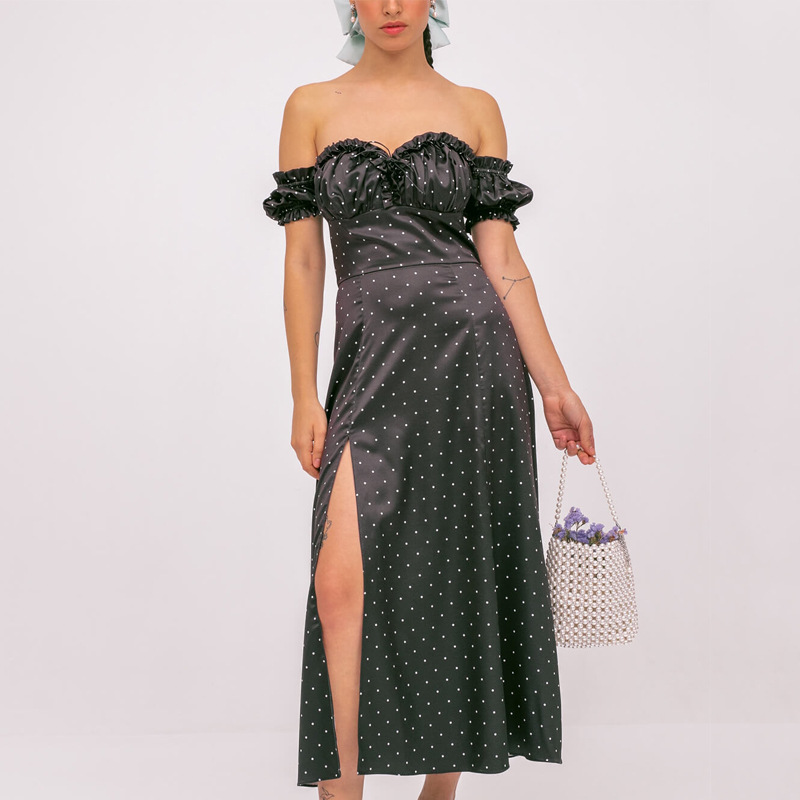 Women's Floral Off-Shoulder High Slit Long Dress