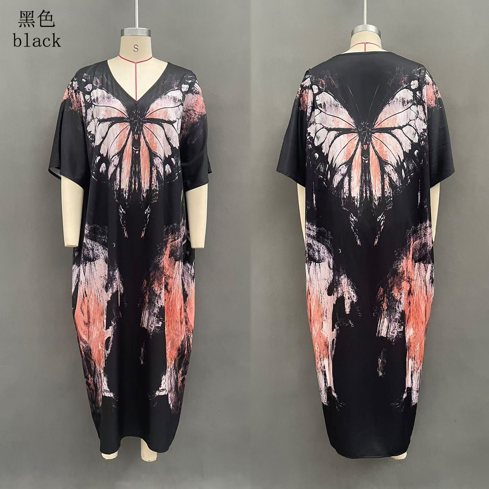 Digital Print Long Sleeve Loose Plus Size Casual Dress