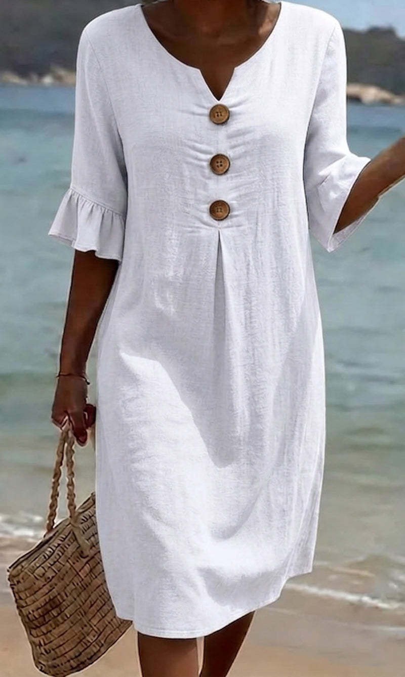 Women's V-Neck Ruffle Sleeve Dress Top