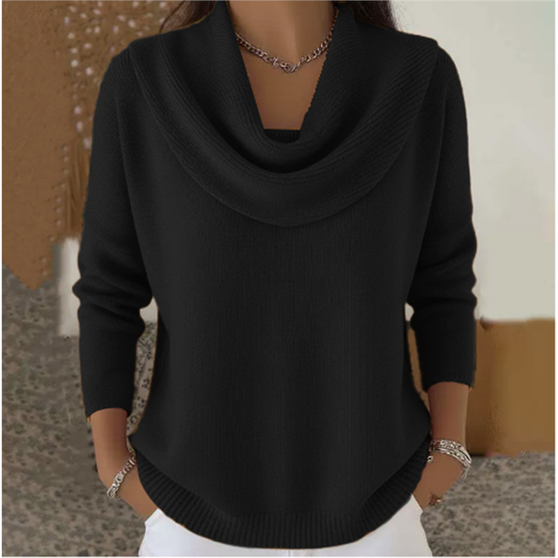 Women's Solid Color Long Sleeve Knit Sweater