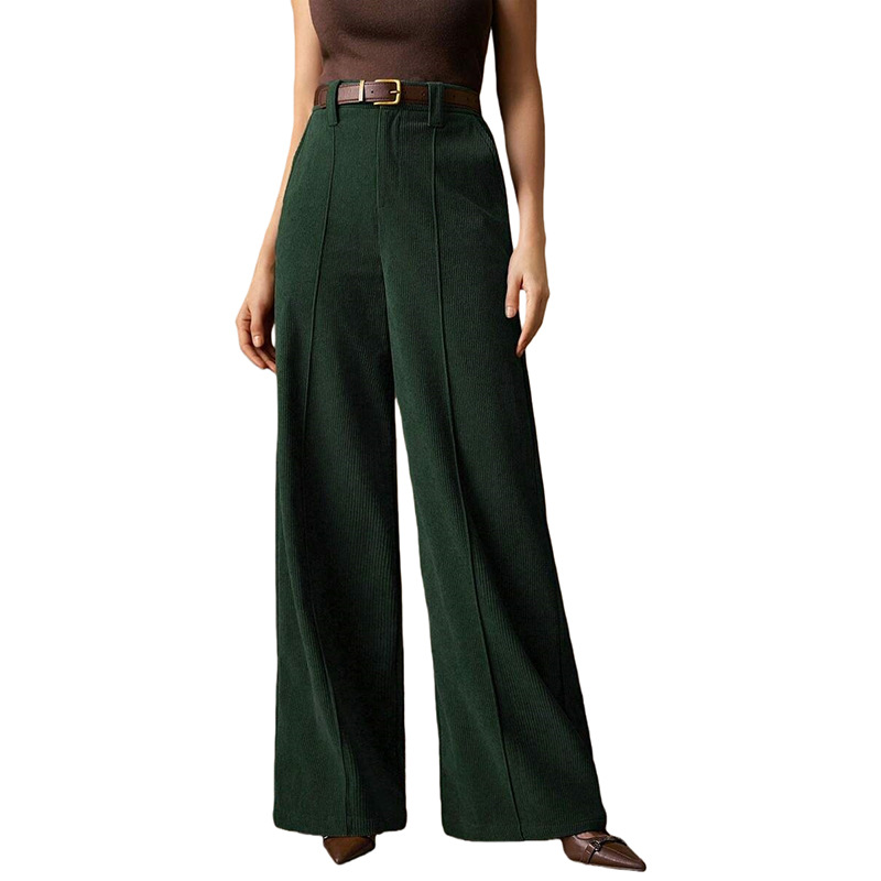 Corduroy Wide-Leg High-Waist Straight Pants for Women
