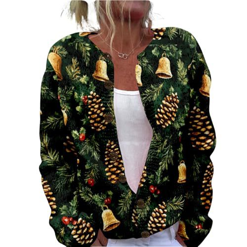 Women's Forest Leaf Print Button Cardigan Sweater
