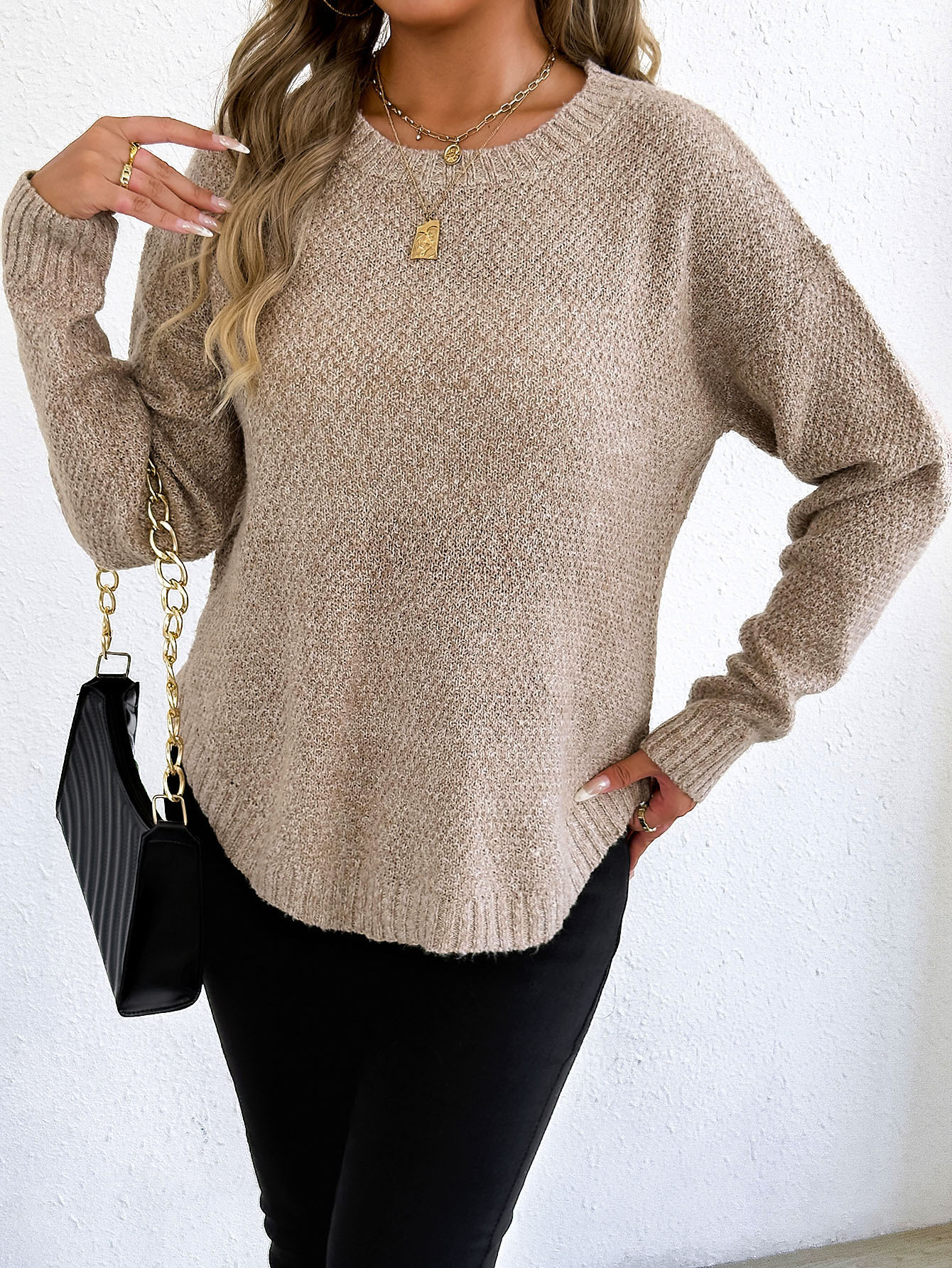 Women's Marled Knit Crewneck Pullover Sweater