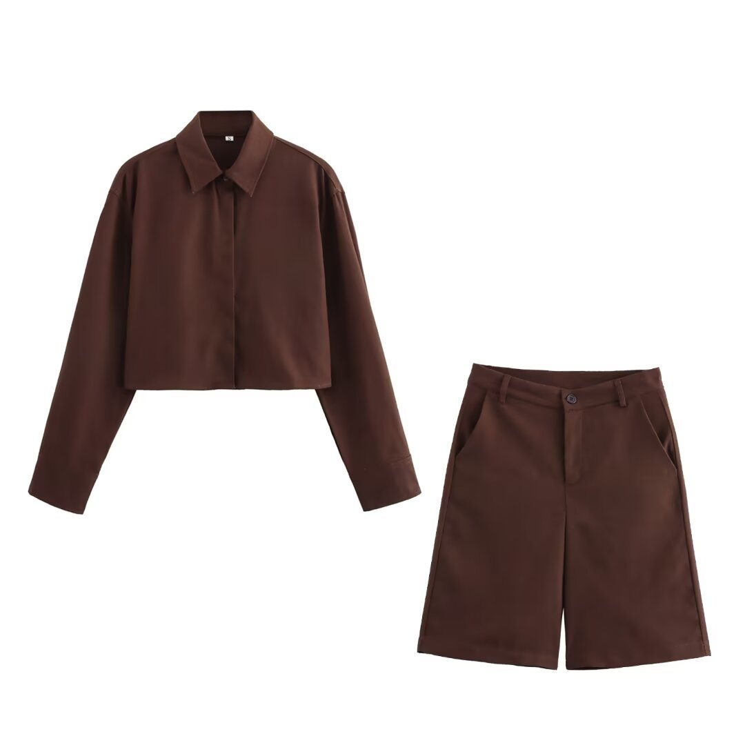 Women's Drapey Short Shirt & High-Waist Shorts Set