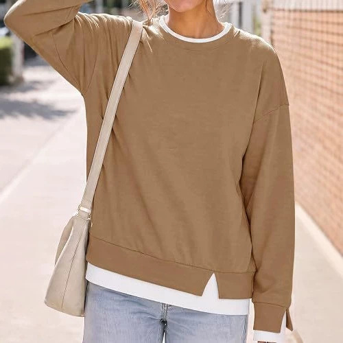Women's Faux-Layer Loose Casual Long-Sleeve Sweatshirt