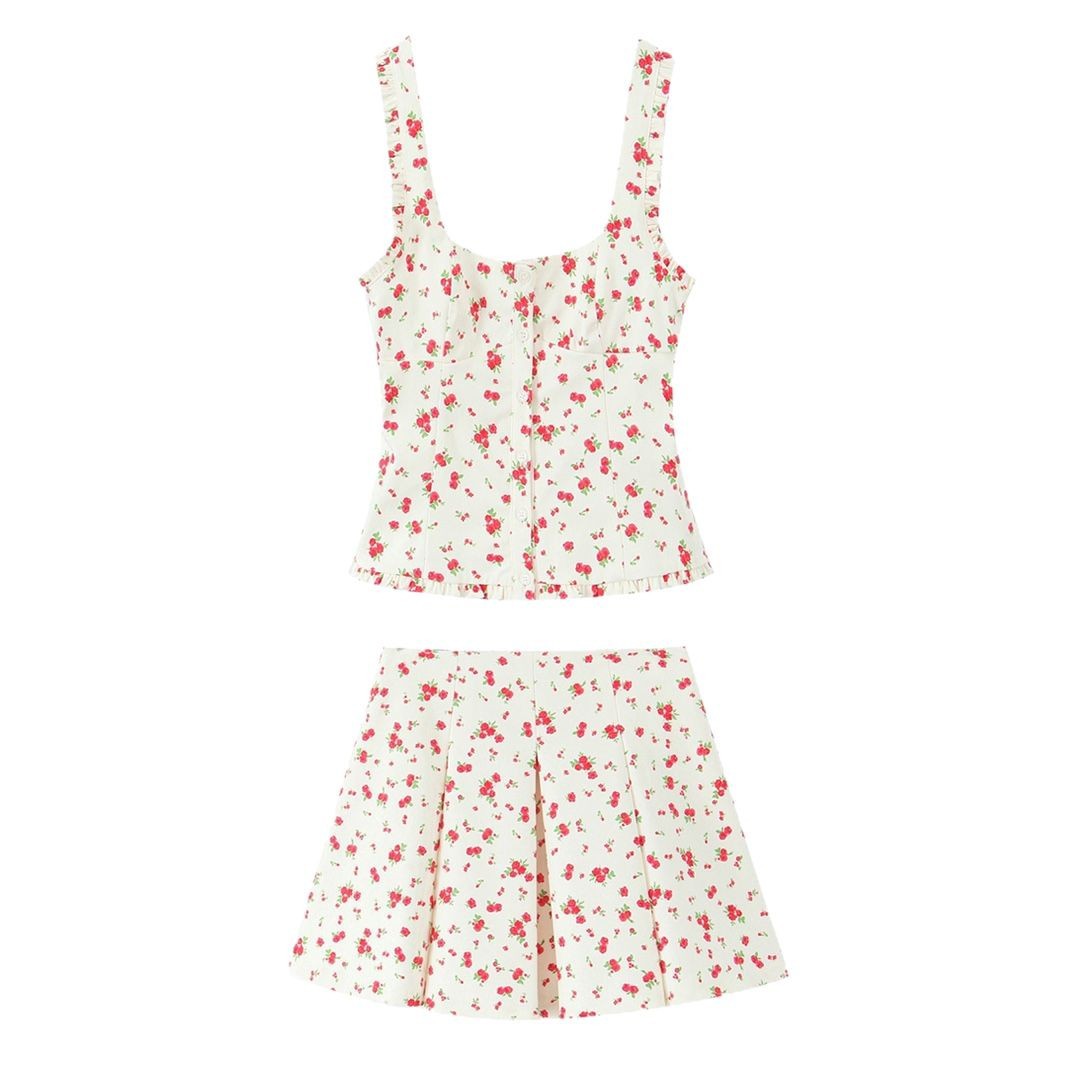 Women's Floral Cami Dress and Skirt Set Cottagecore Sweet