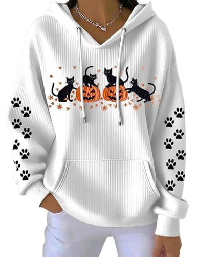 Women's Cat Paw Print Crewneck Sweatshirt Casual Pullover