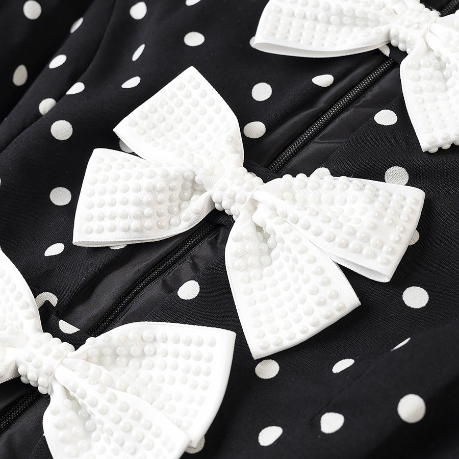 Women's Polka Dot Bow A-Line Dress