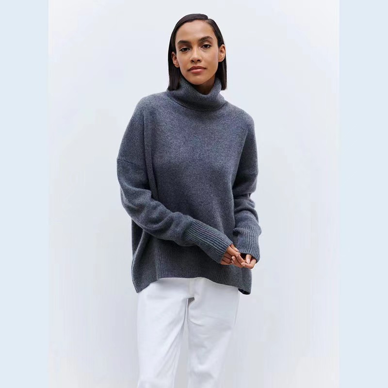 Soft High Turtleneck Solid Pullover Sweater